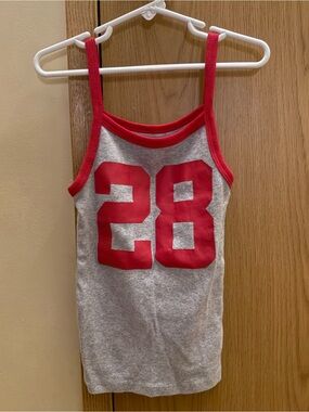 Harlow Gray Tank Top with Red Trim and 28 Graphic
